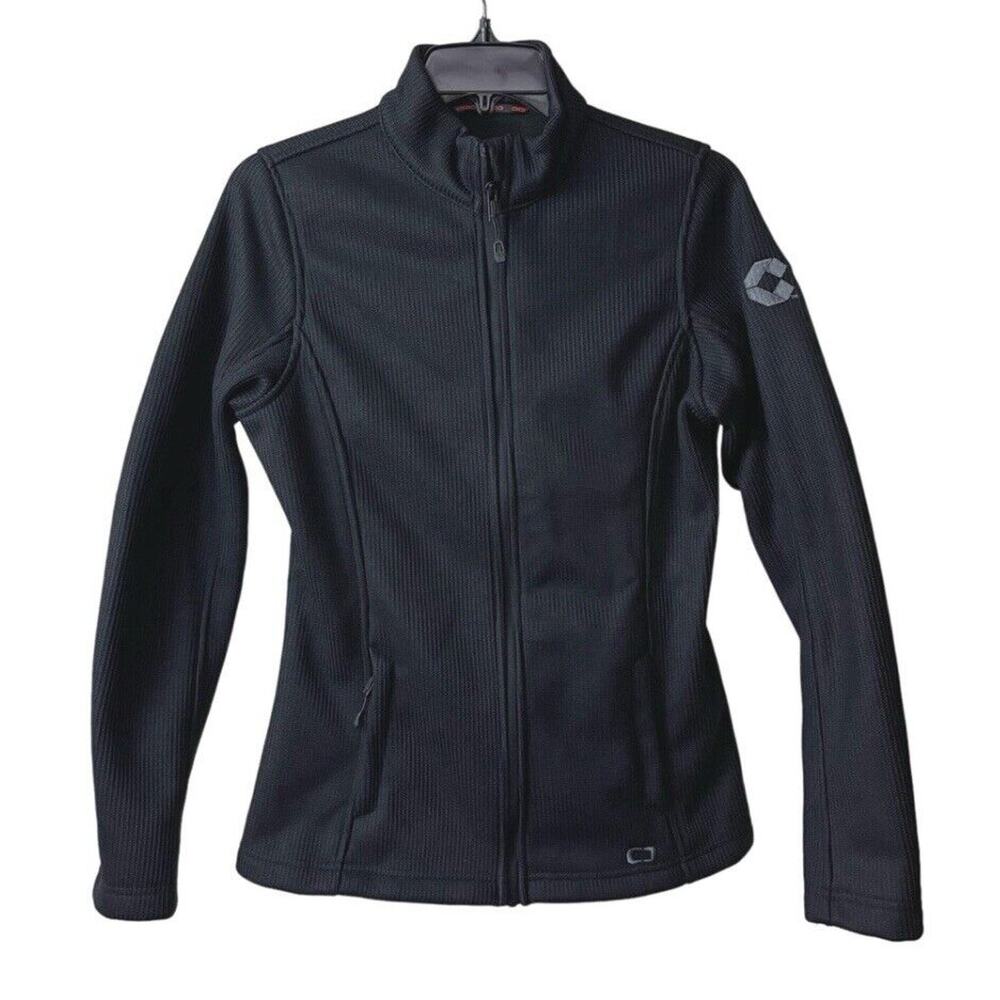 OGIO Grit Fleece Jacket Womens Small Black Knit Full Zip Embroidered Logo